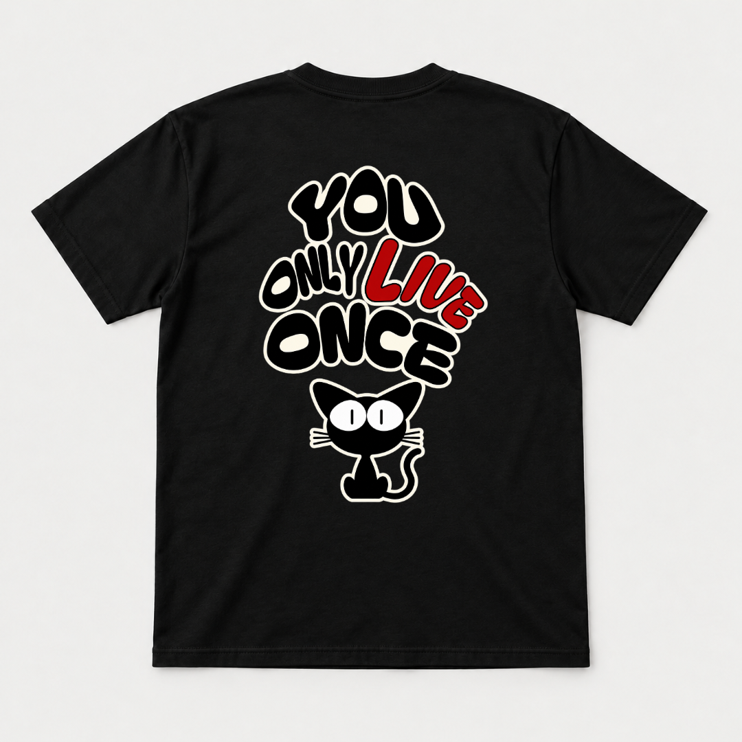 You Only Live Once Cat Graphic T-Shirt & Sweatshirt