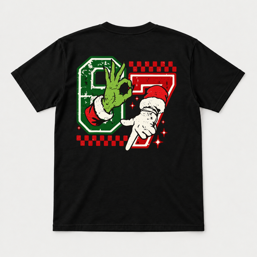 Santa Pointing Hand & Green OK Gesture Christmas Graphic T-Shirt & Sweatshirt