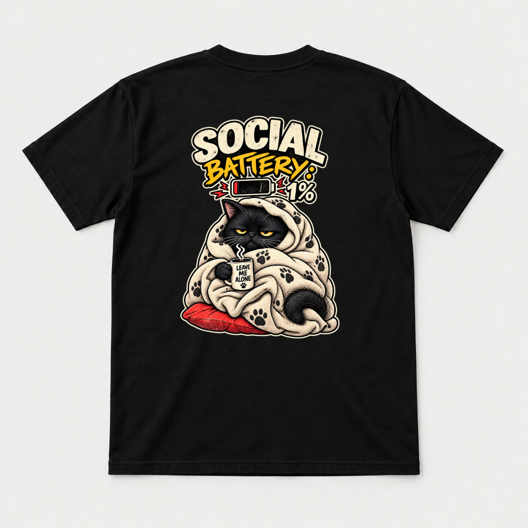 Social Battery 1% Cat T-Shirt & Sweatshirt