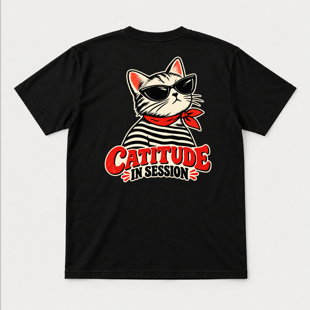 Catitude in Session Cat Graphic T-Shirt & Sweatshirt