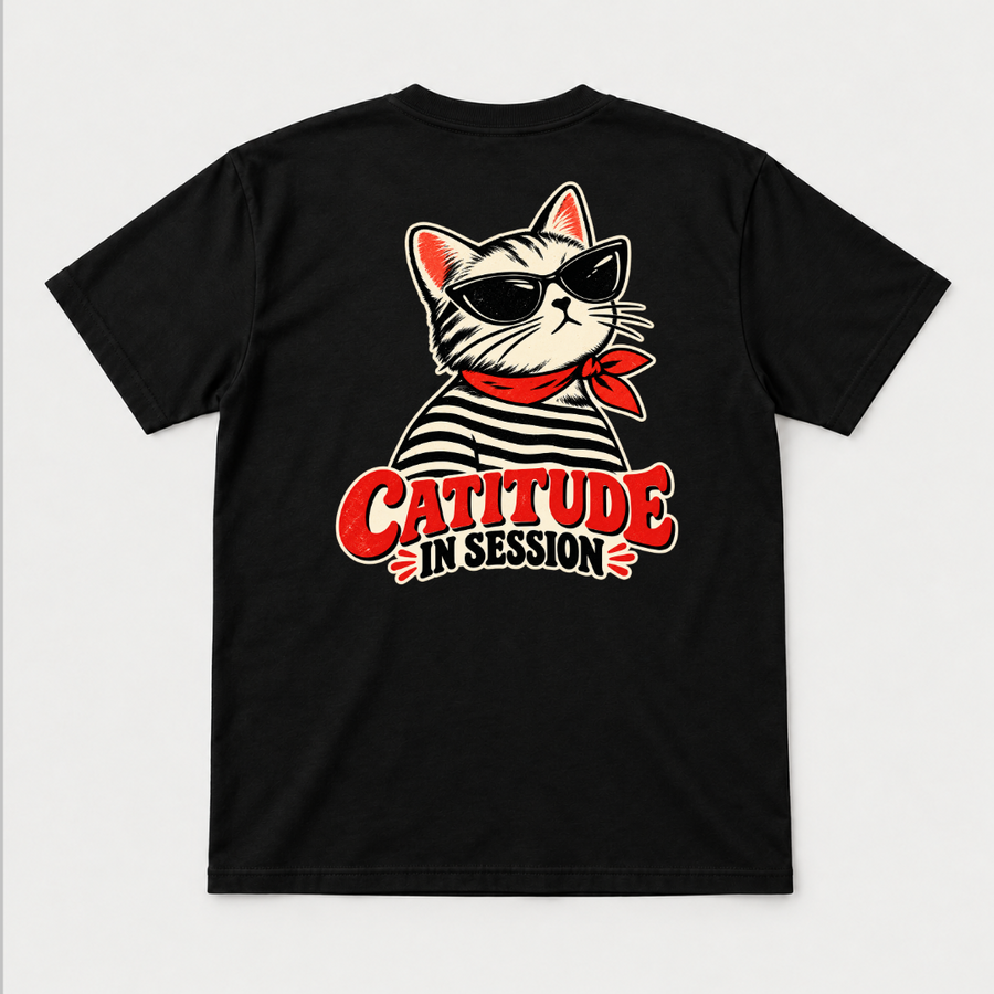 Catitude in Session Cat Graphic T-Shirt & Sweatshirt