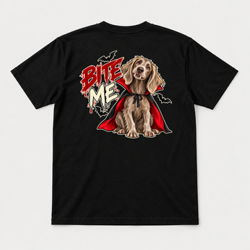 Bite Me Vampire Dog Halloween T-Shirt & Sweatshirt