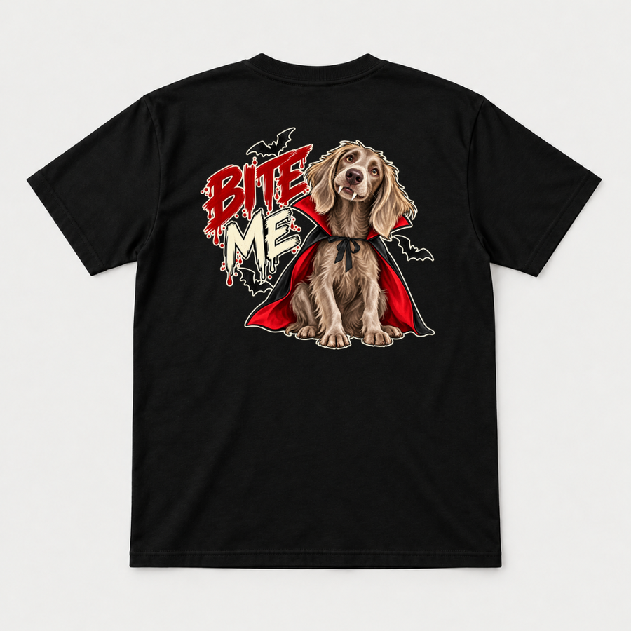 Bite Me Vampire Dog Halloween T-Shirt & Sweatshirt