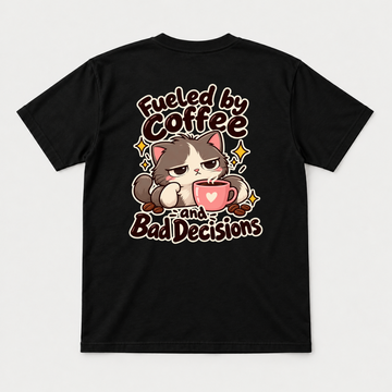 Fueled by Coffee and Bad Decisions Cat T-Shirt & Sweatshirt