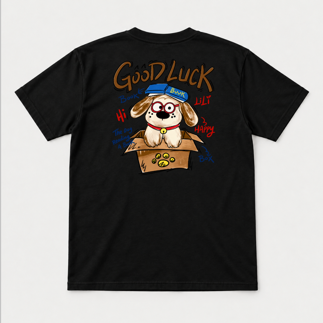 Good Luck Bookish Dog Graphic T-Shirt & Sweatshirt