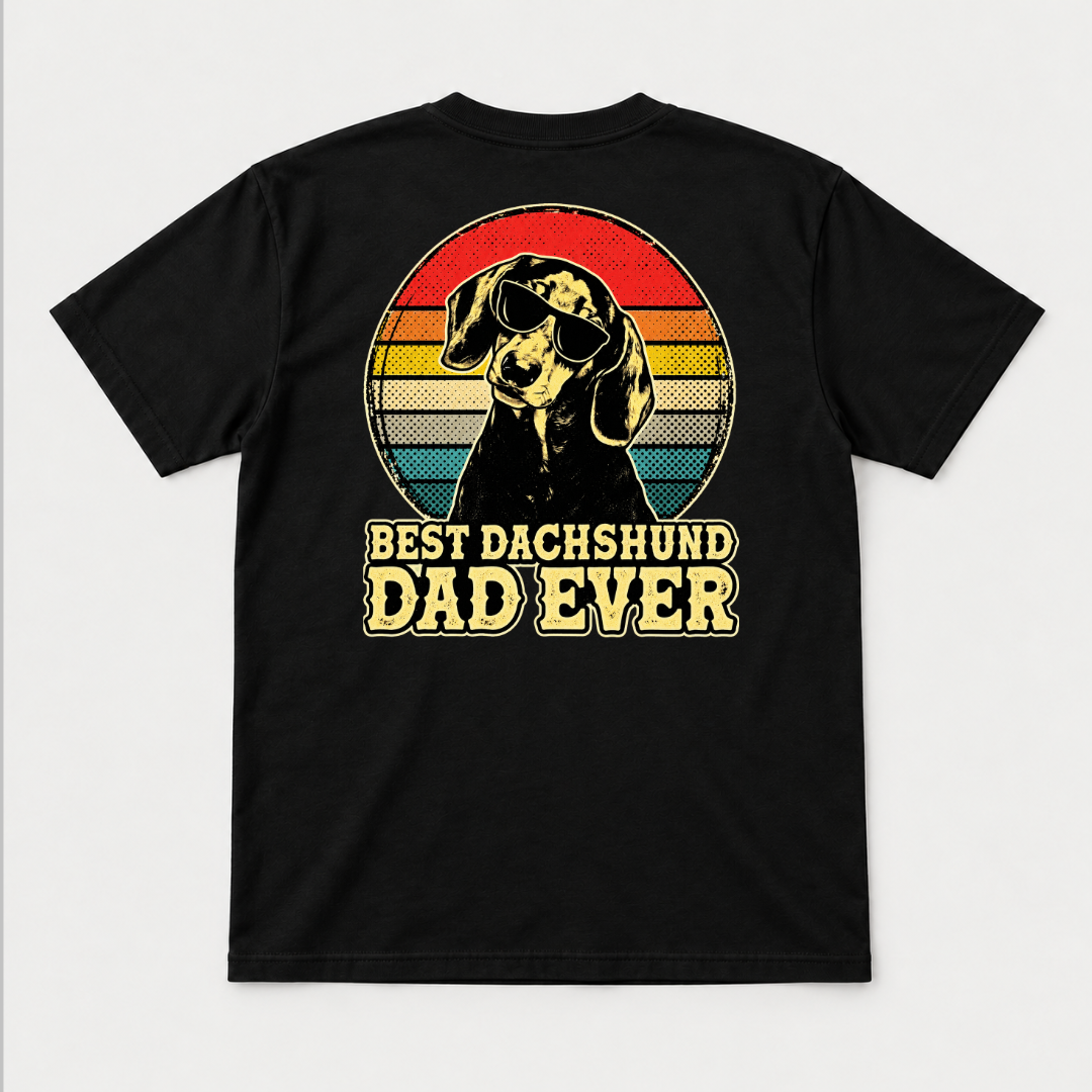Best Dachshund Dad Ever Retro Dog Graphic T-Shirt & Sweatshirt