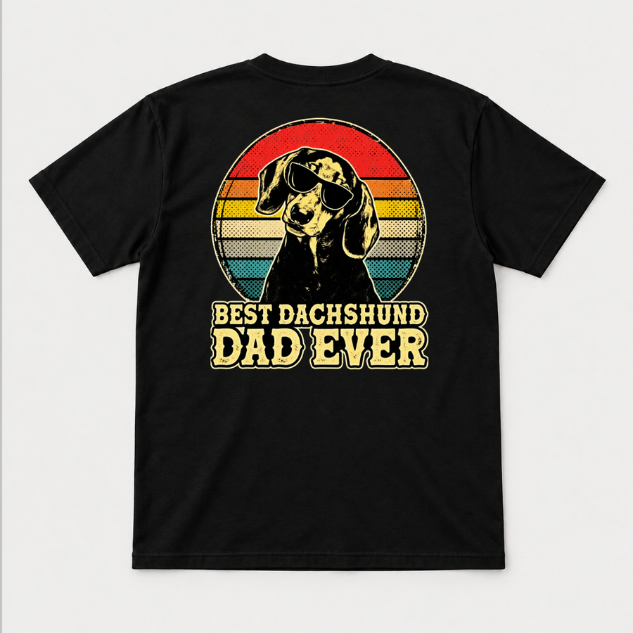 Best Dachshund Dad Ever Retro Dog Graphic T-Shirt & Sweatshirt