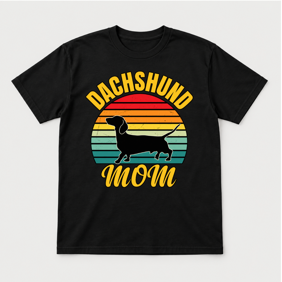 Dachshund Mom Sunset Silhouette Dog Graphic T-Shirt & Sweatshirt