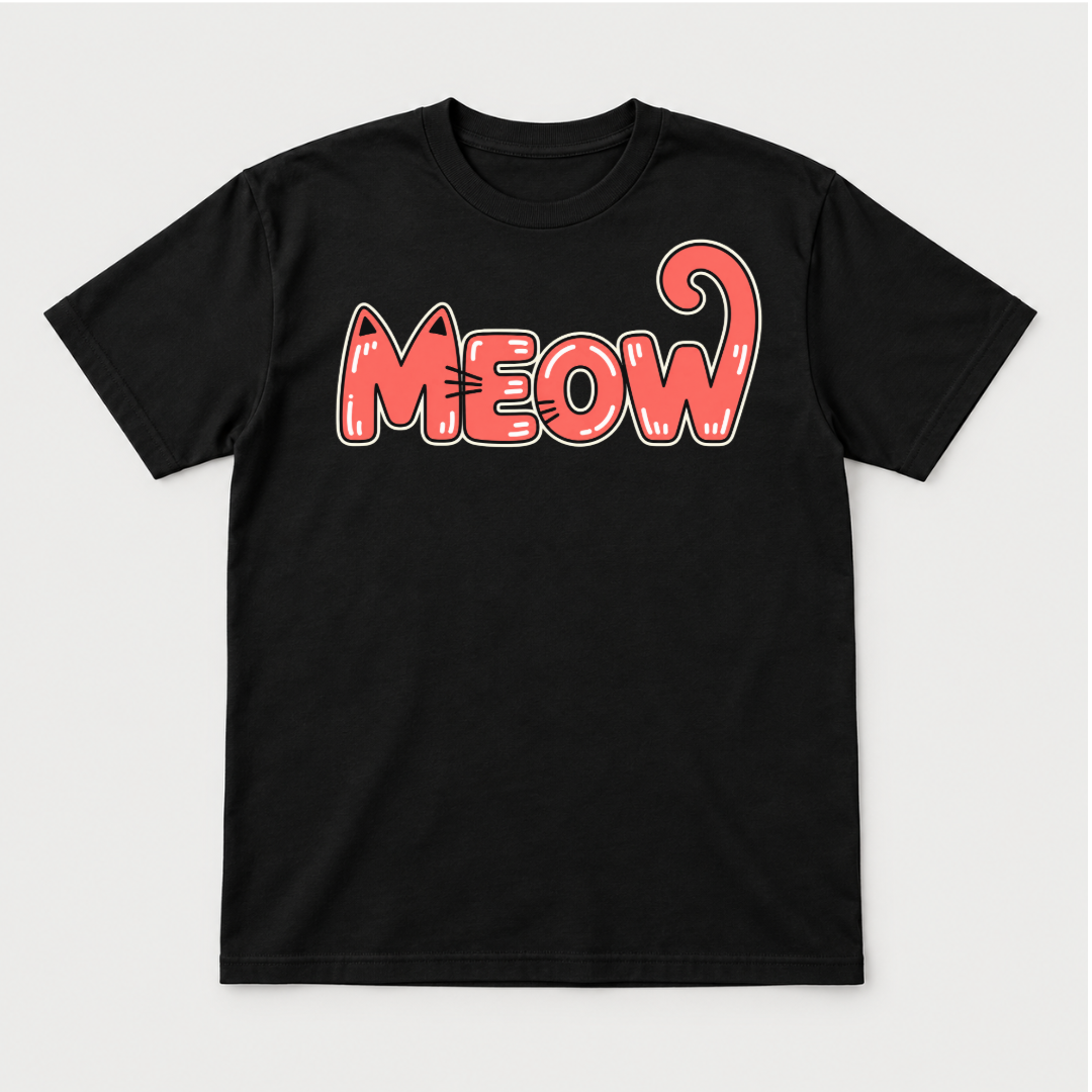 Coral Meow Cat Tail Graphic T-Shirt & Sweatshirt