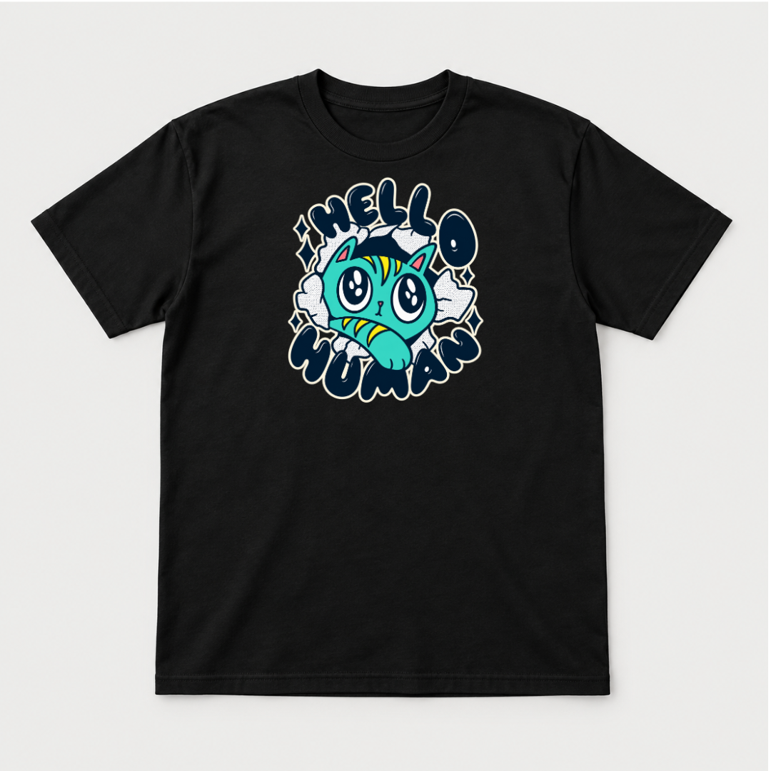 Hello Human Cat Graphic T-Shirt & Sweatshirt