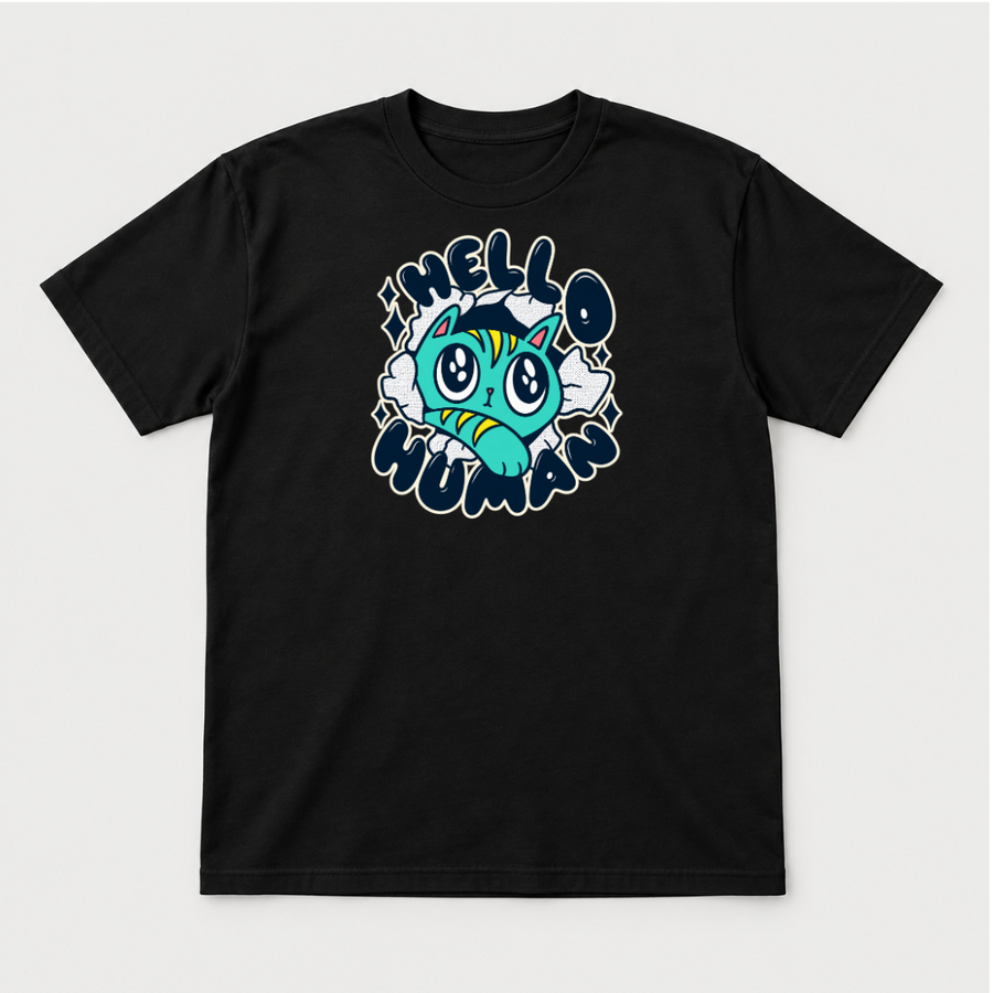 Hello Human Cat Graphic T-Shirt & Sweatshirt