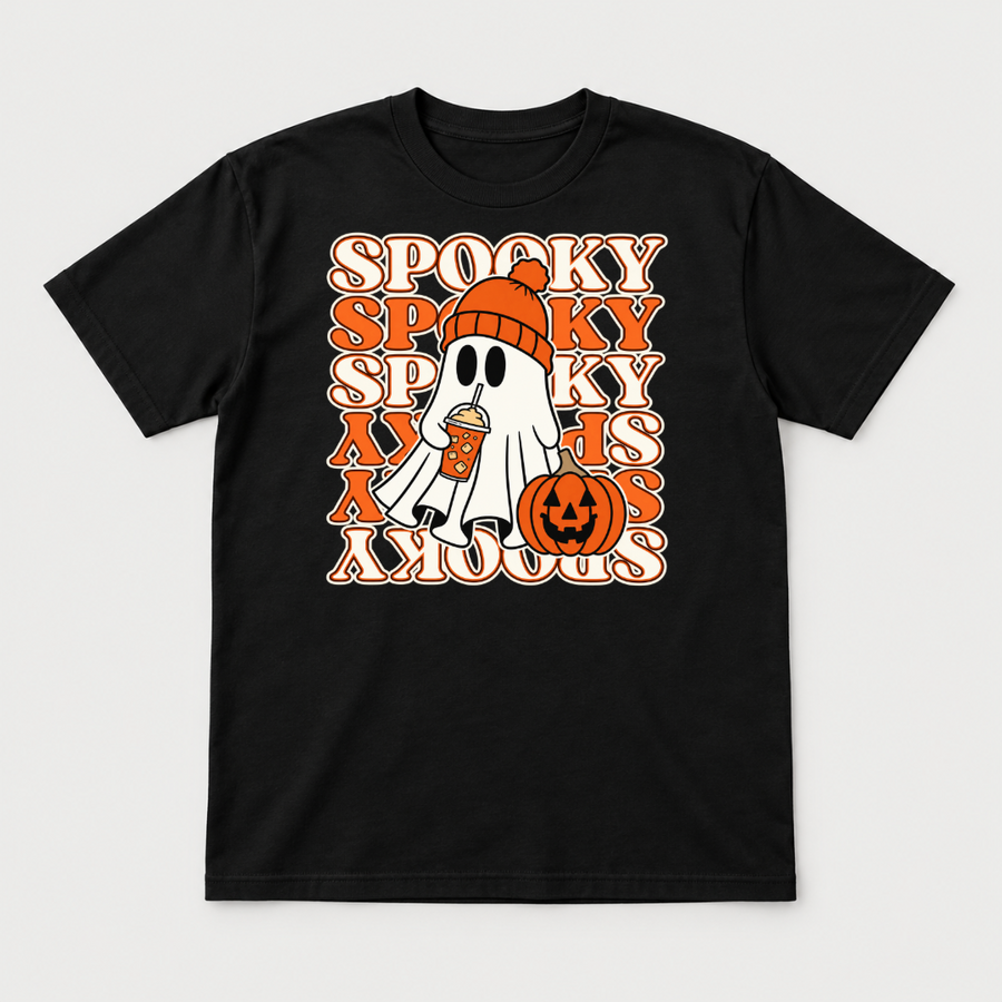 Spooky Ghost and Pumpkin Halloween Graphic T-Shirt & Sweatshirt