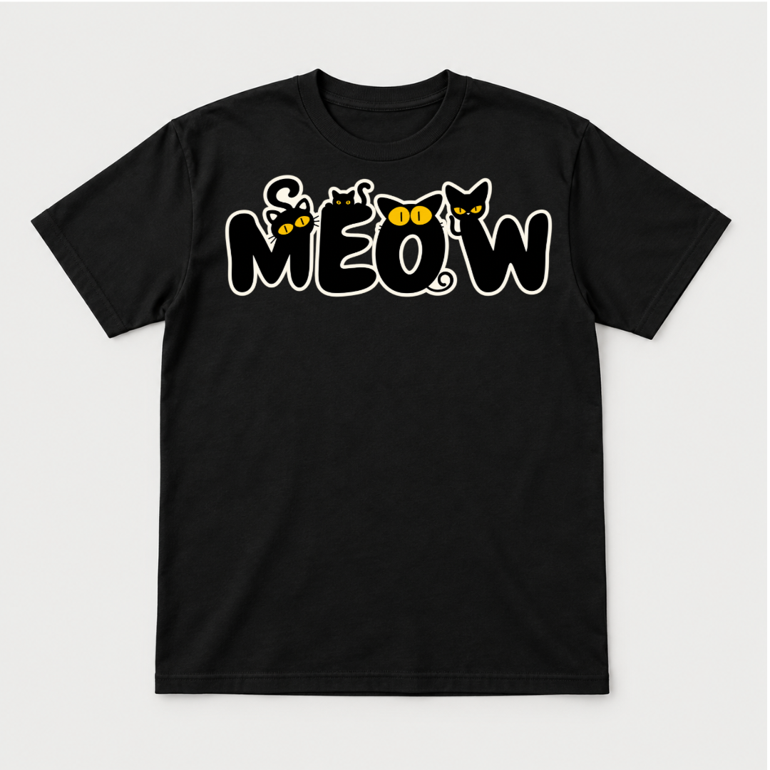 Meow Cat Lettering Graphic T-Shirt & Sweatshirt