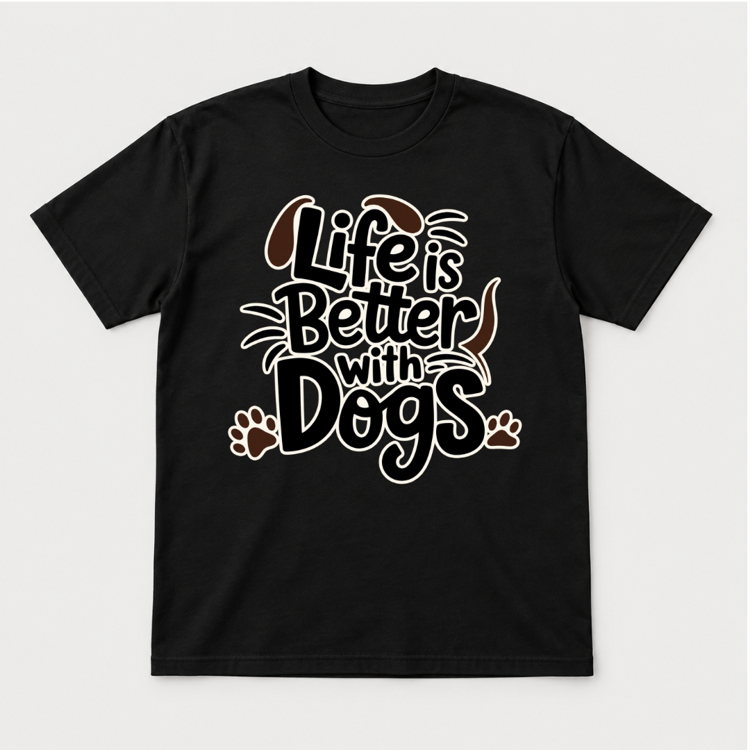 Life Is Better With Dogs Typography Graphic T-Shirt & Sweatshirt