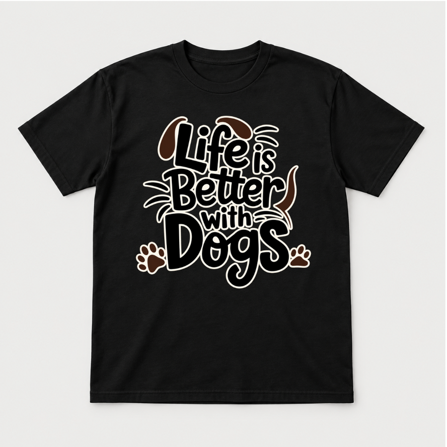 Life Is Better With Dogs Typography Graphic T-Shirt & Sweatshirt
