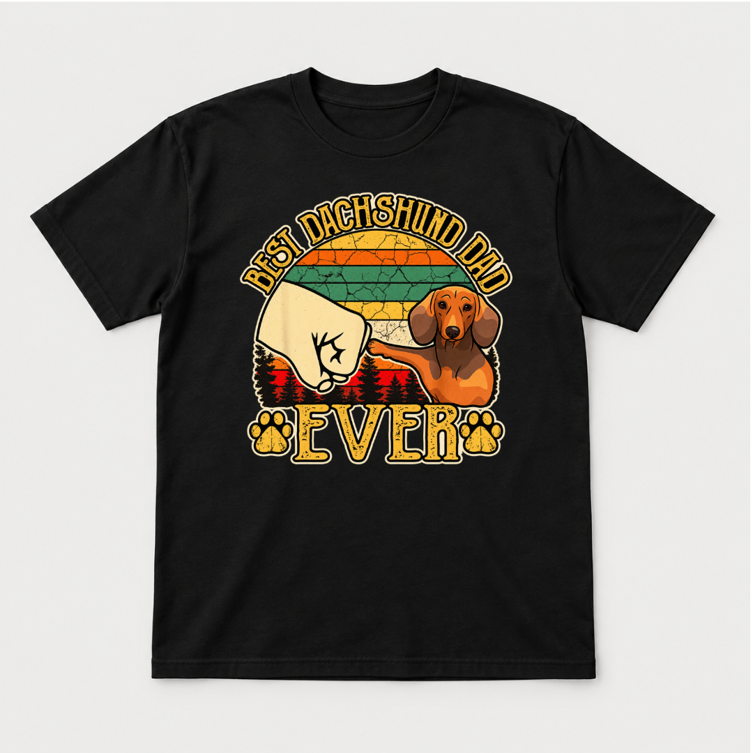Best Dachshund Dad Ever Fist Bump - Dog Graphic T-Shirt & Sweatshirt