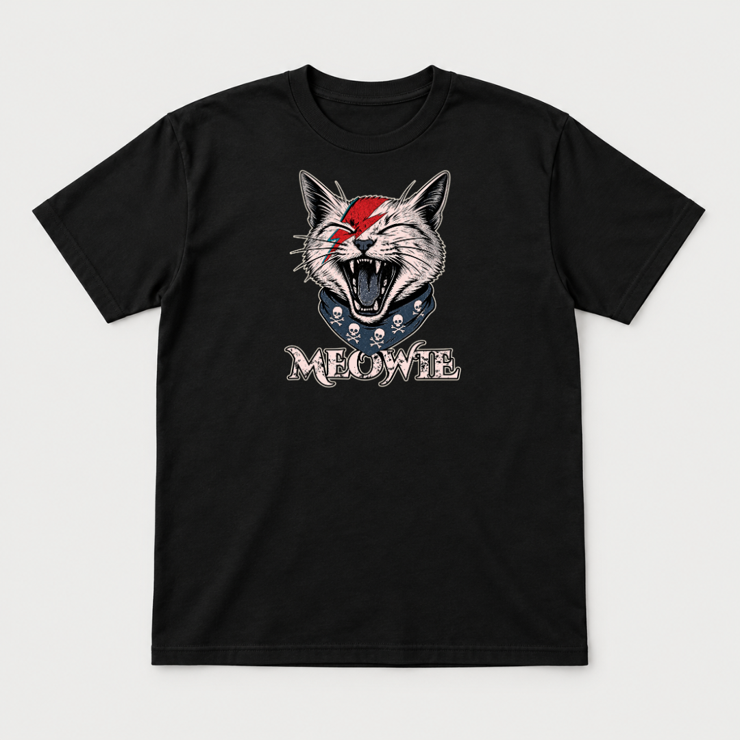 Meowtie Glam Rock Cat Graphic T-Shirt & Sweatshirt