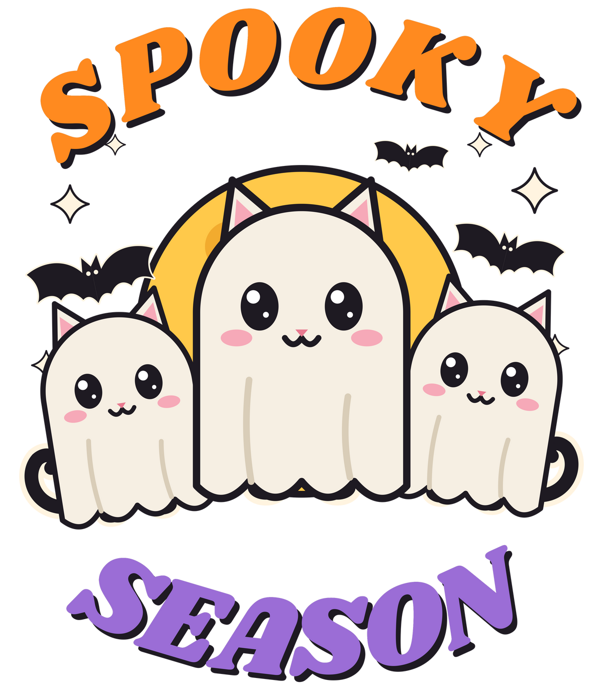 Spooky Season Ghost Cats Shirt – Cute Halloween Cat Tee & Sweatshirt