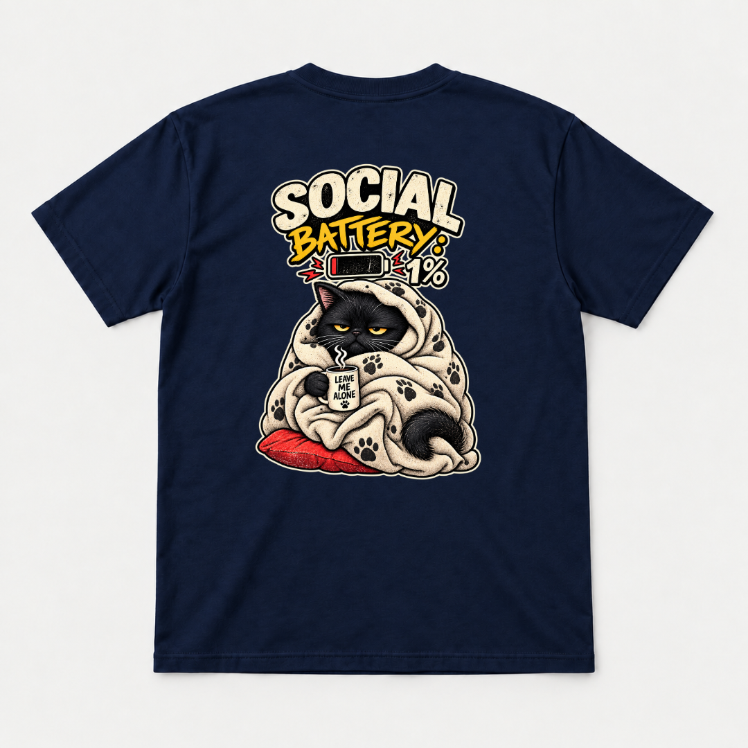 Social Battery 1% Cat T-Shirt & Sweatshirt