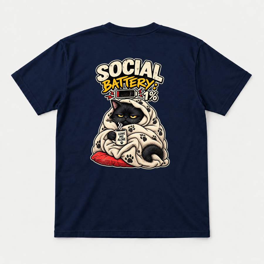 Social Battery 1% Cat T-Shirt & Sweatshirt