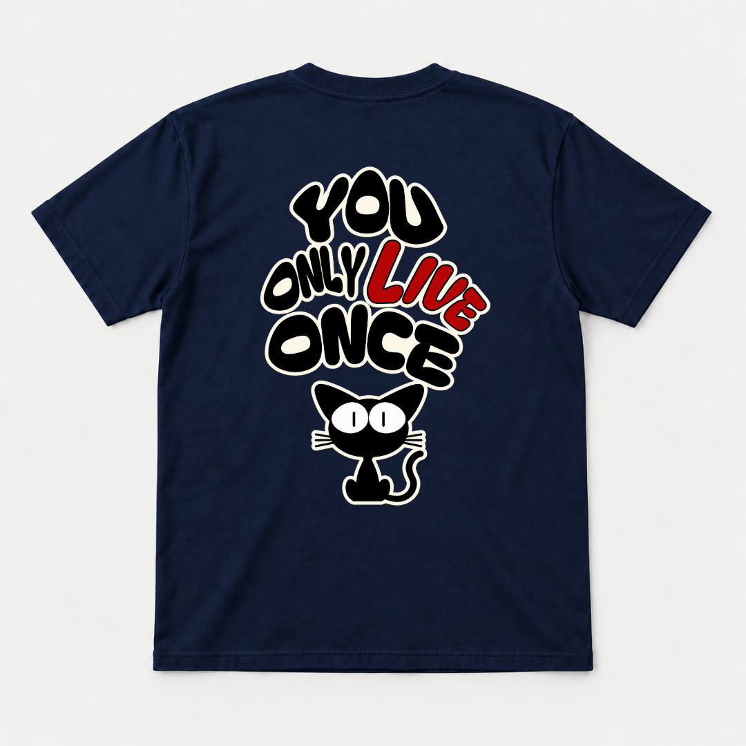 You Only Live Once Cat Graphic T-Shirt & Sweatshirt