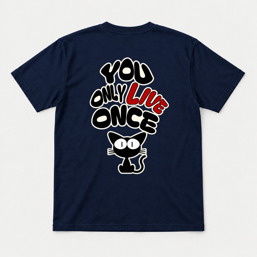 You Only Live Once Cat Graphic T-Shirt & Sweatshirt