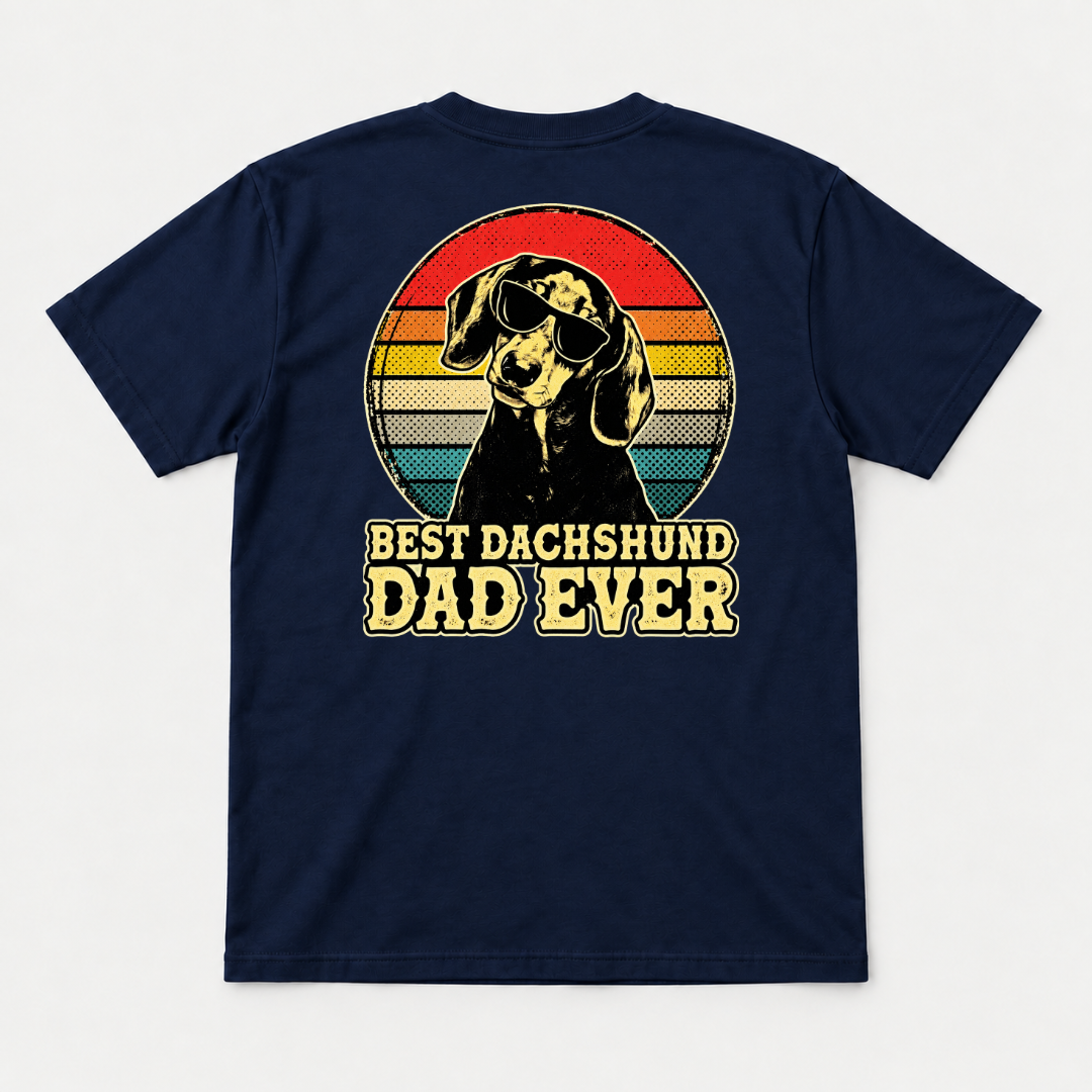 Best Dachshund Dad Ever Retro Dog Graphic T-Shirt & Sweatshirt