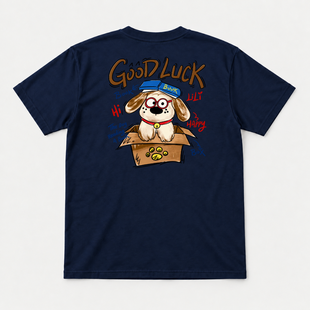 Good Luck Bookish Dog Graphic T-Shirt & Sweatshirt