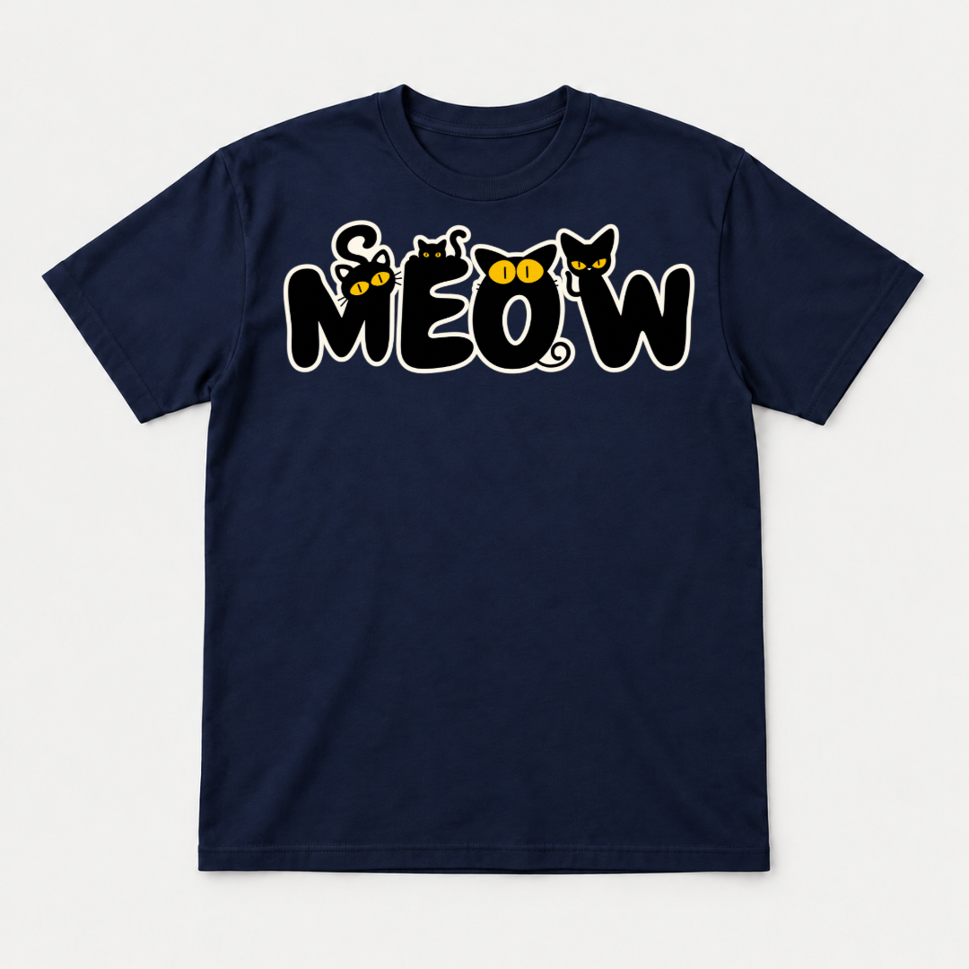 Meow Cat Lettering Graphic T-Shirt & Sweatshirt
