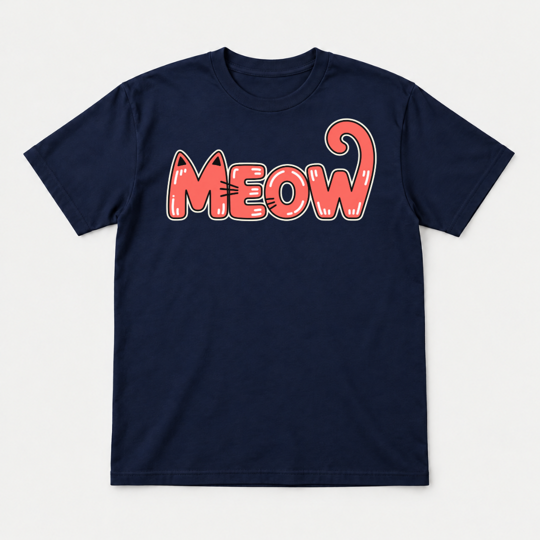 Coral Meow Cat Tail Graphic T-Shirt & Sweatshirt