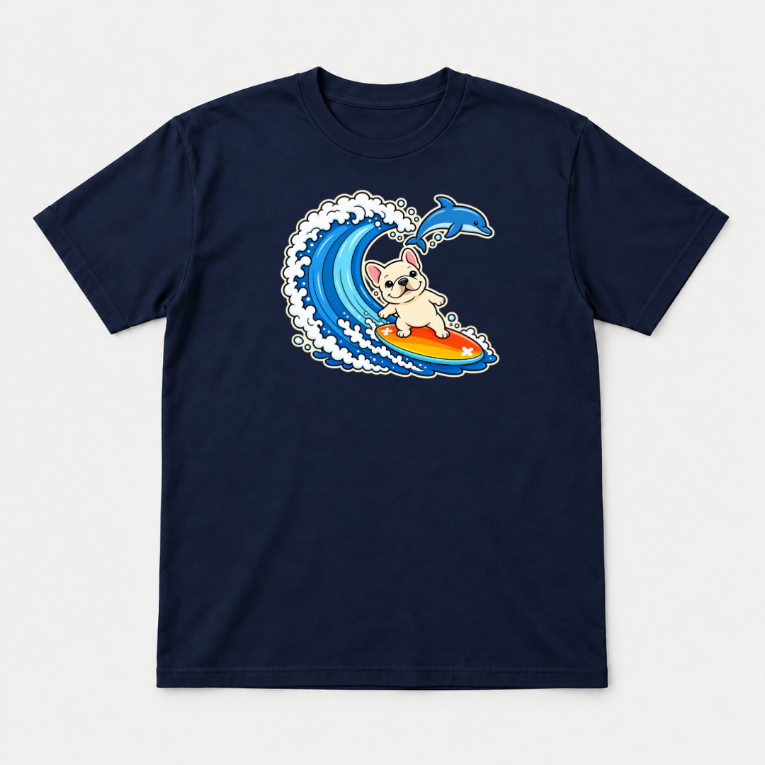 Surfing French Bulldog Ocean Graphic T-Shirt & Sweatshirt