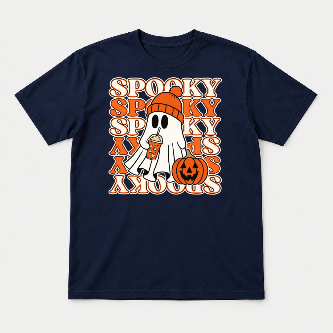 Spooky Ghost and Pumpkin Halloween Graphic T-Shirt & Sweatshirt