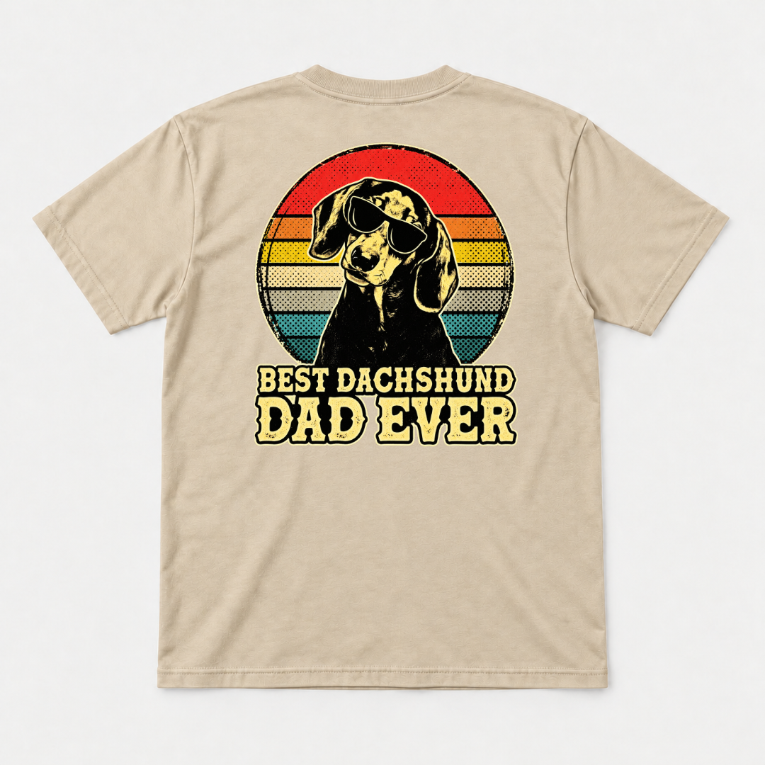 Best Dachshund Dad Ever Retro Dog Graphic T-Shirt & Sweatshirt