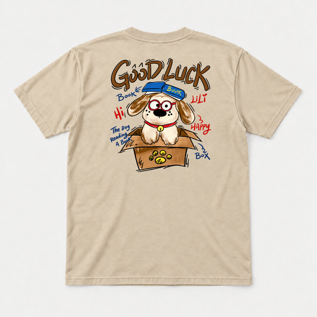 Good Luck Bookish Dog Graphic T-Shirt & Sweatshirt