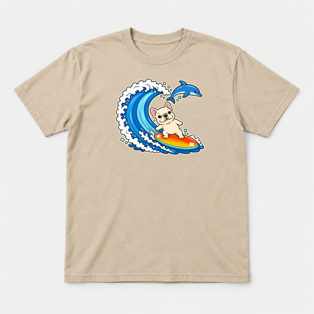 Surfing French Bulldog Ocean Graphic T-Shirt & Sweatshirt