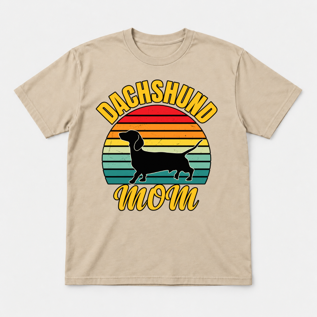 Dachshund Mom Sunset Silhouette Dog Graphic T-Shirt & Sweatshirt