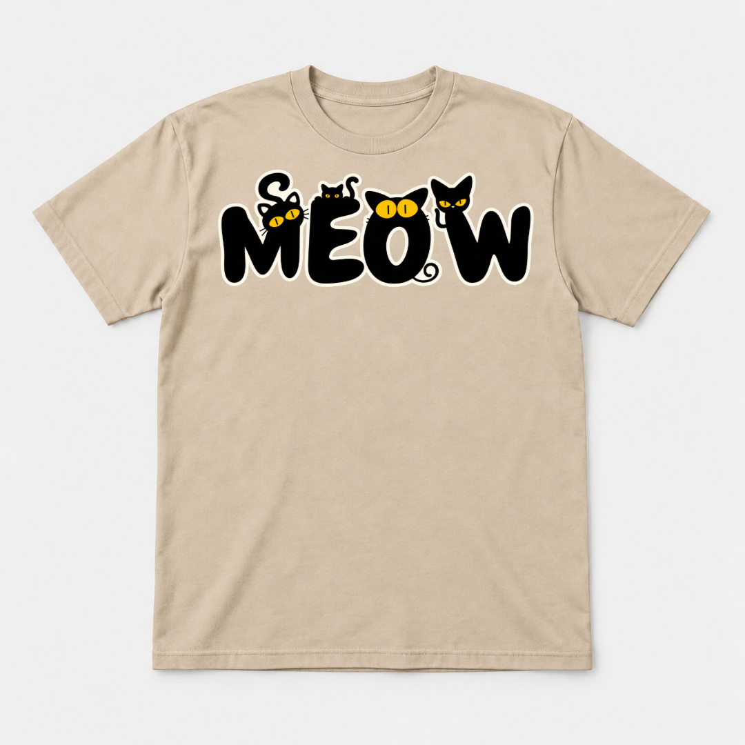 Meow Cat Lettering Graphic T-Shirt & Sweatshirt