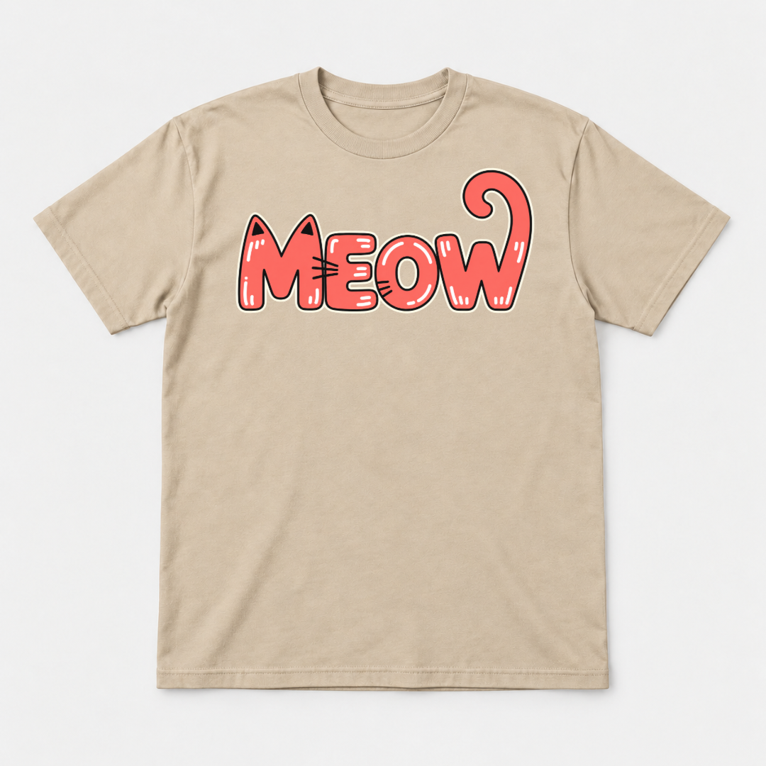 Coral Meow Cat Tail Graphic T-Shirt & Sweatshirt