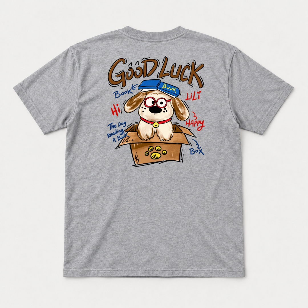 Good Luck Bookish Dog Graphic T-Shirt & Sweatshirt