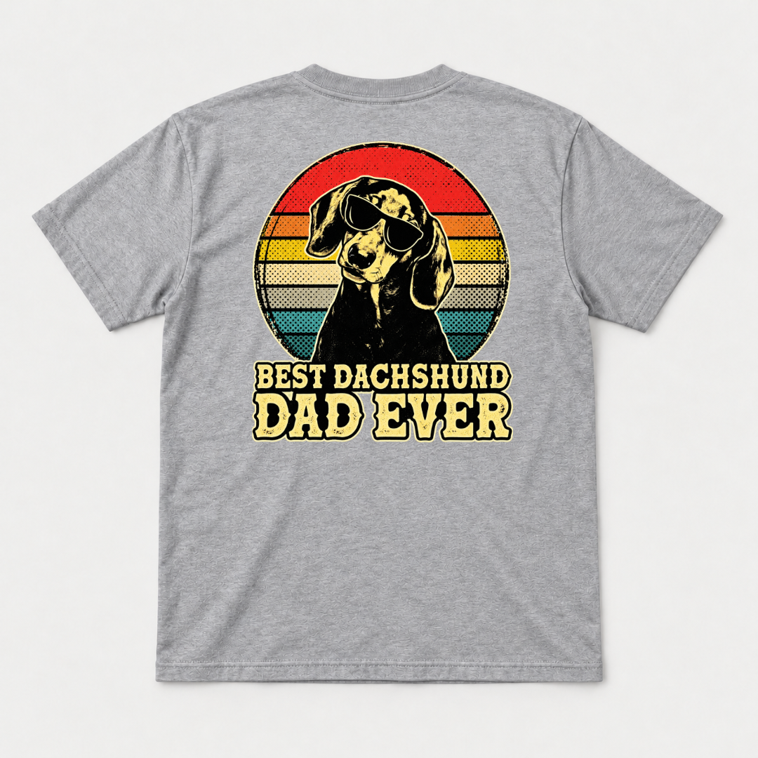 Best Dachshund Dad Ever Retro Dog Graphic T-Shirt & Sweatshirt