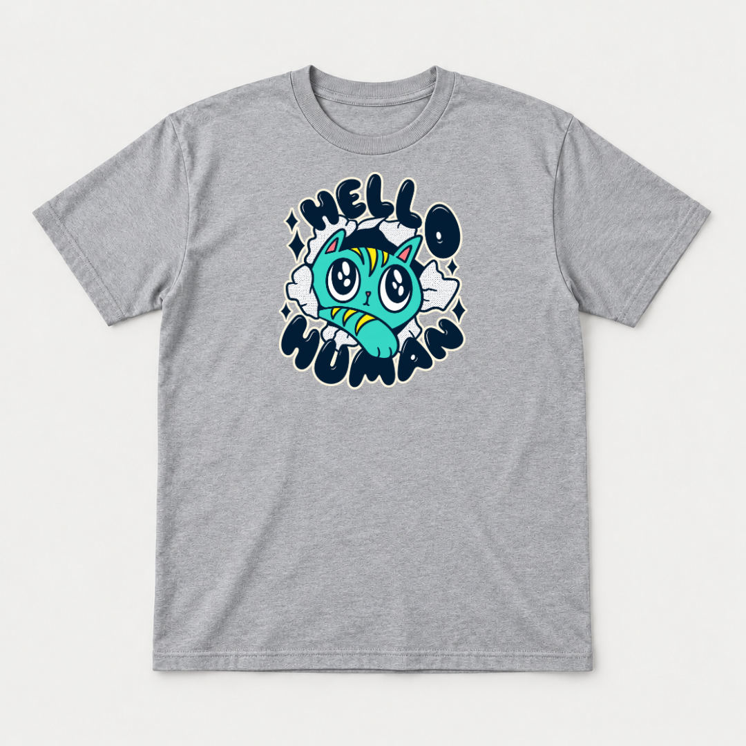 Hello Human Cat Graphic T-Shirt & Sweatshirt
