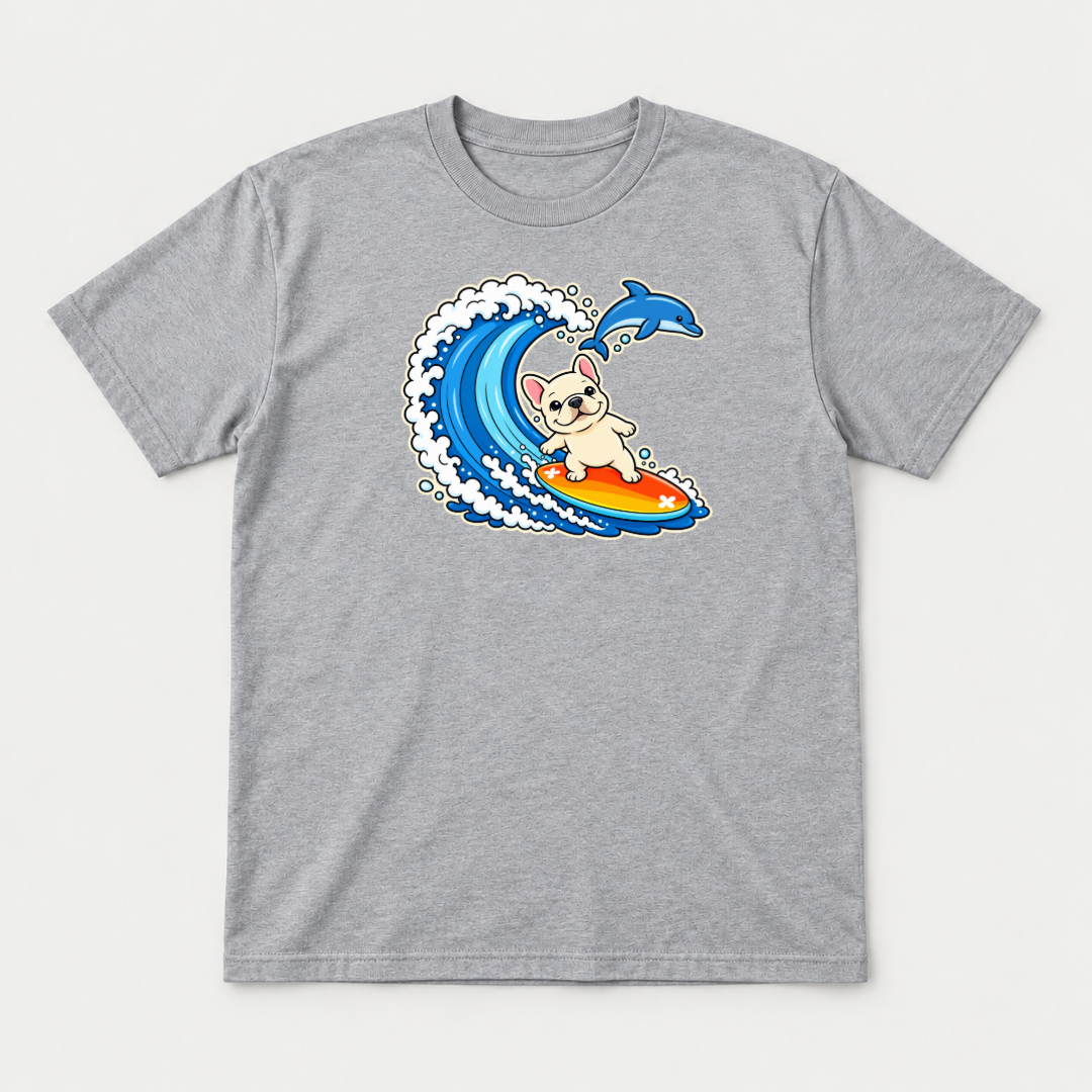 Surfing French Bulldog Ocean Graphic T-Shirt & Sweatshirt