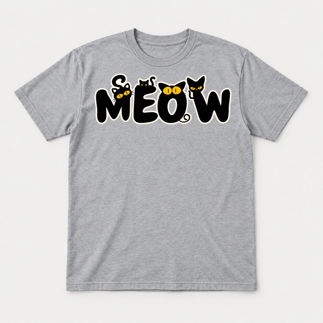 Meow Cat Lettering Graphic T-Shirt & Sweatshirt