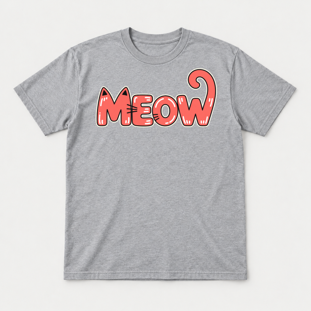 Coral Meow Cat Tail Graphic T-Shirt & Sweatshirt