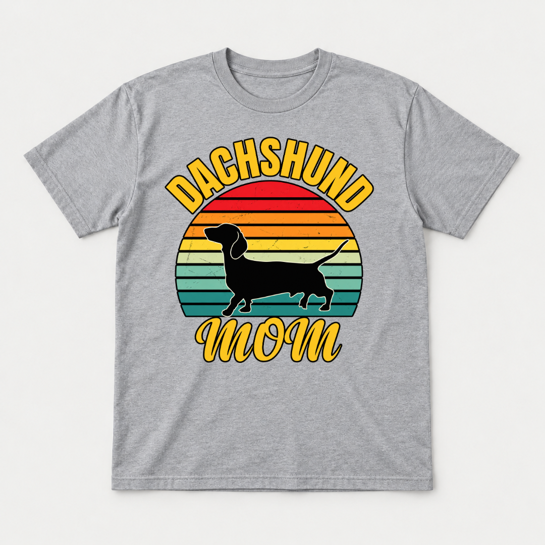 Dachshund Mom Sunset Silhouette Dog Graphic T-Shirt & Sweatshirt