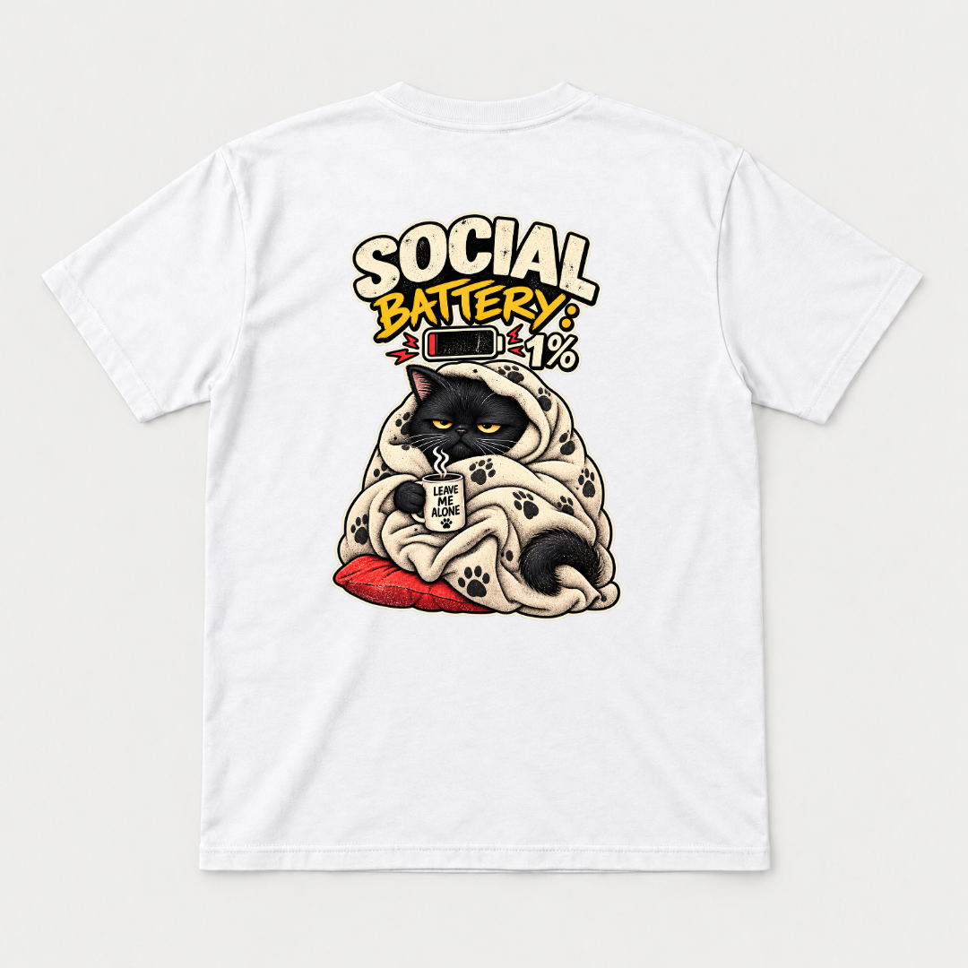 Social Battery 1% Cat T-Shirt & Sweatshirt