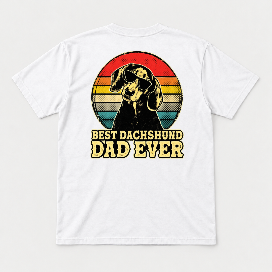 Best Dachshund Dad Ever Retro Dog Graphic T-Shirt & Sweatshirt