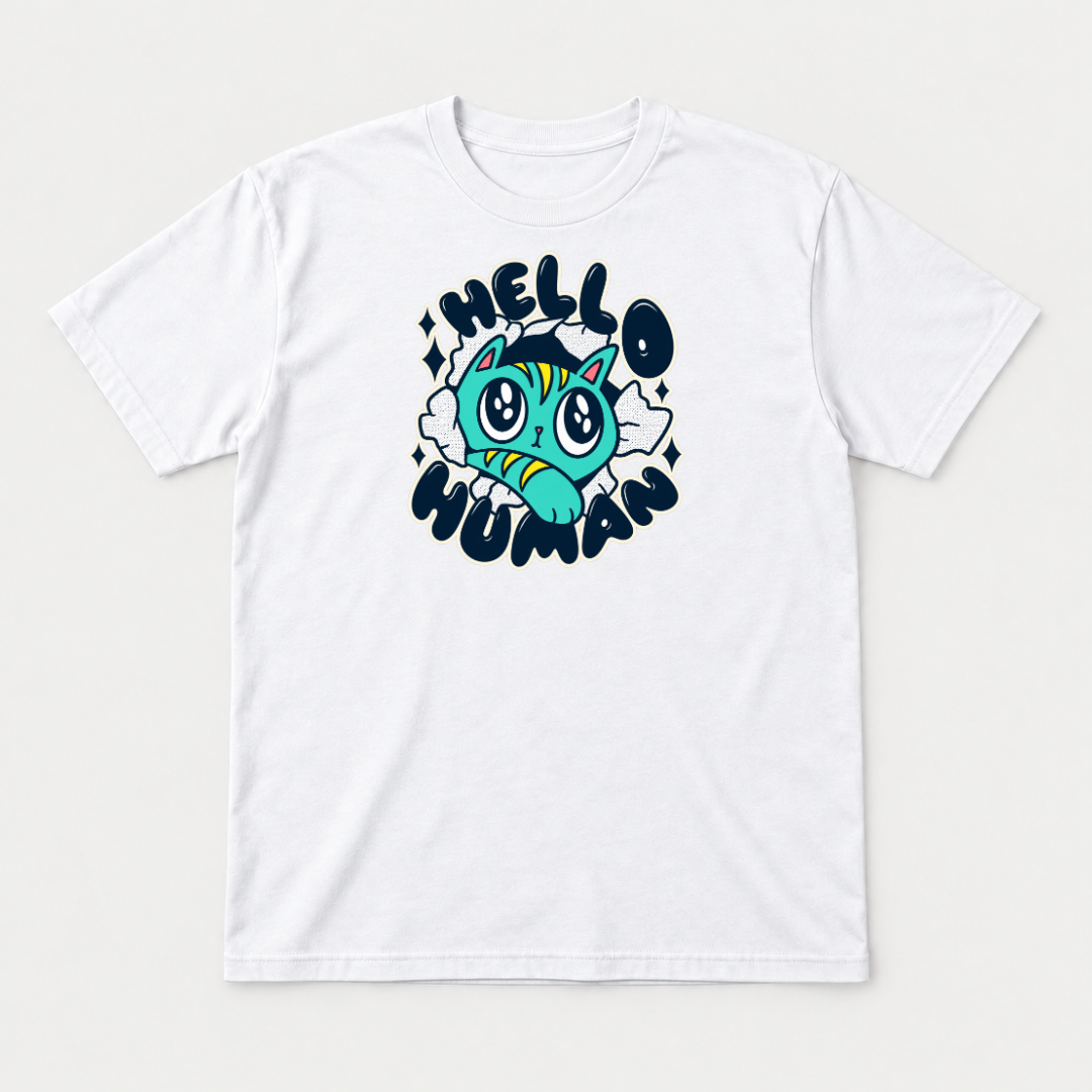 Hello Human Cat Graphic T-Shirt & Sweatshirt