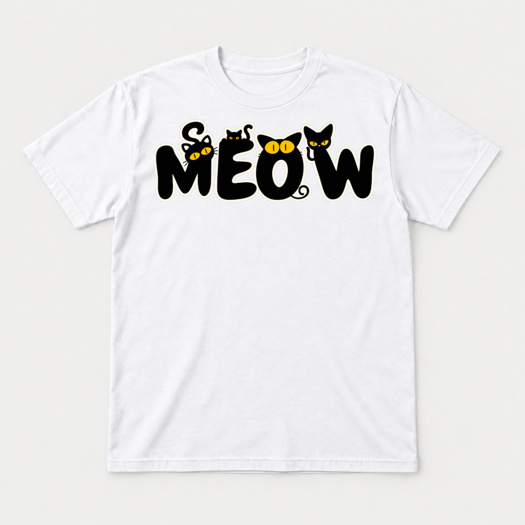 Meow Cat Lettering Graphic T-Shirt & Sweatshirt