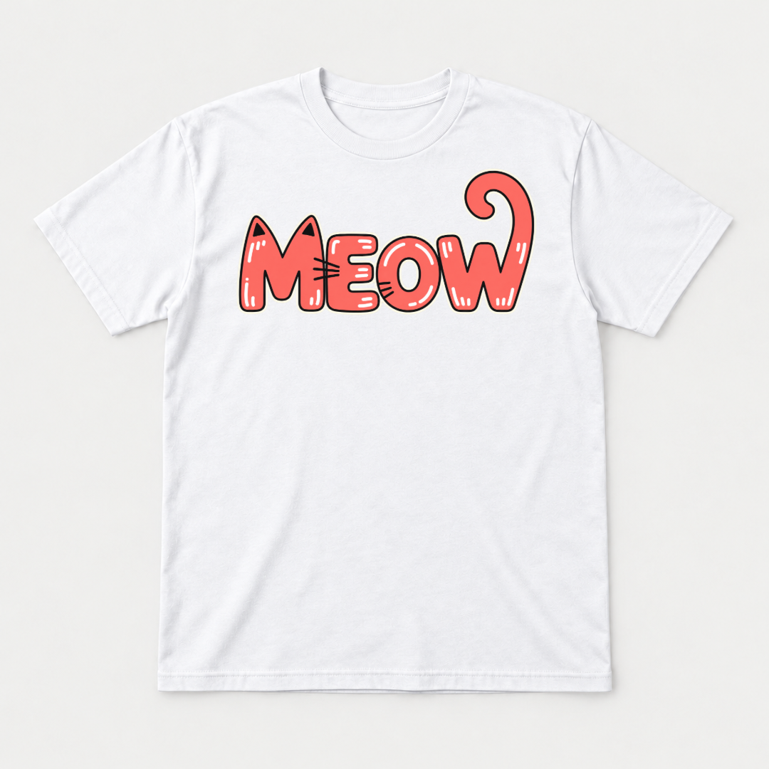 Coral Meow Cat Tail Graphic T-Shirt & Sweatshirt